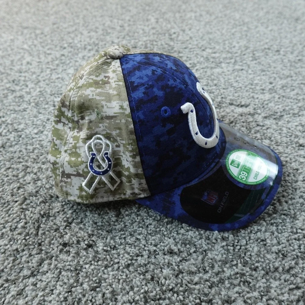 Indianapolis Colts Hat Cap Boys One Size Fitted Blue Camo NFL Football New Era